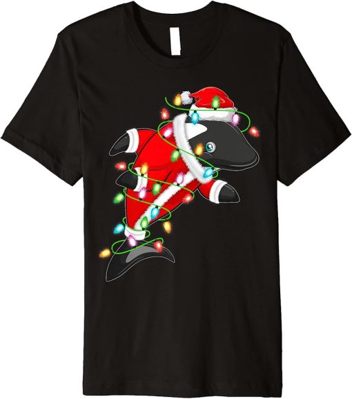 Orca Lover Xmas Lighting Santa Orca Christmas Premium T-Shirt