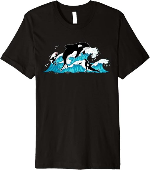 Waves Ocean Animal Killer Whale Lover Orca Premium T-Shirt