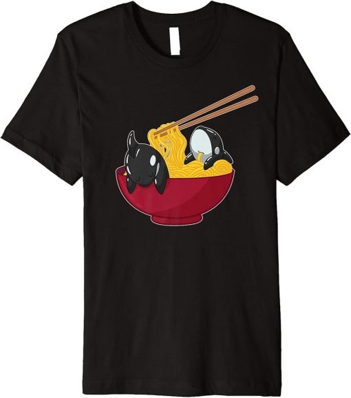 Kawaii Anime Japanese Ramen Noodles Orca Whale Gift Premium T-Shirt